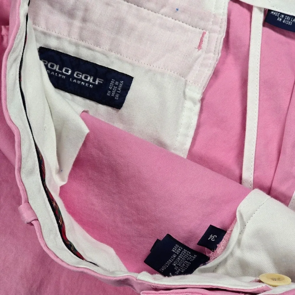 Polo Golf Ralph Lauren Classic Fit Polo Shield Pink Chino Shorts- Men's Size 34